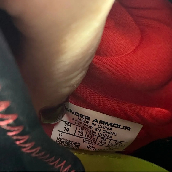 Under Armour UA football Cleats spotlight Lux MC 2.0 black and red size 14 - Picture 10 of 14